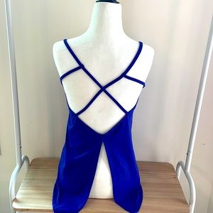 Tonic Active// Eterna Silk Strappy workout top royal blue